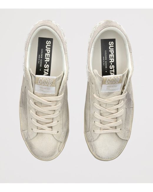 Golden Goose Deluxe Brand White Suede Embellished Super-Star Sneakers