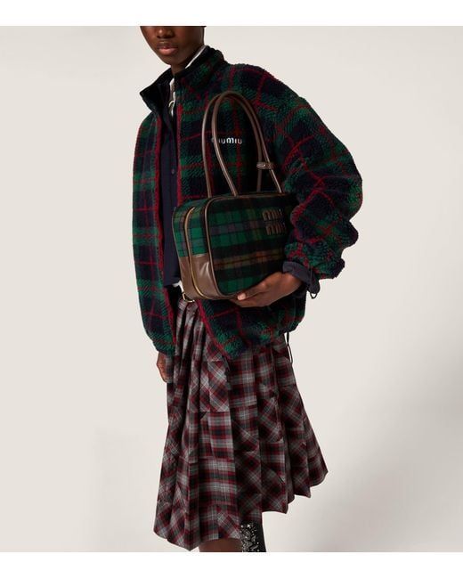 Miu Miu Black Fleece Check Zip-Up Jacket