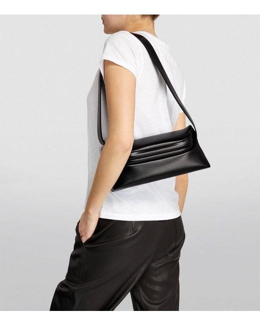 OSOI Black Leather Folder Brot Shoulder Bag