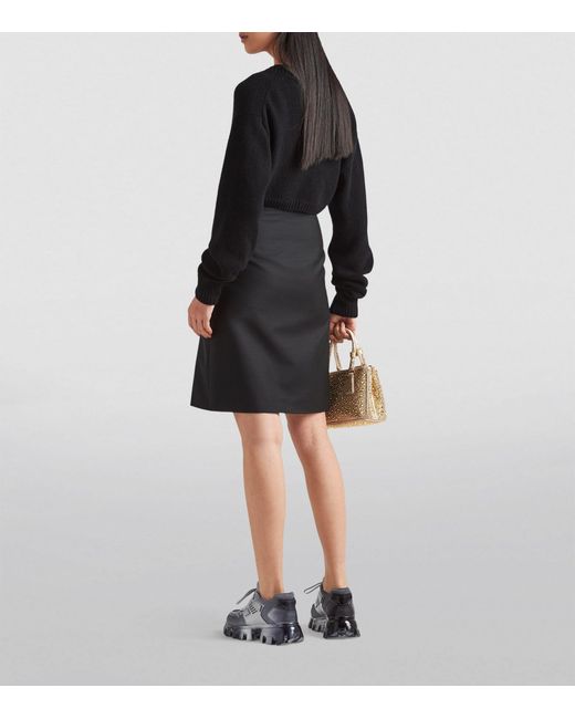 Prada Black Mohair-wool Embellished Midi Skirt