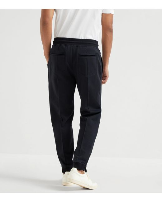 Brunello Cucinelli Blue French Terry Piping-Detail Sweatpants for men