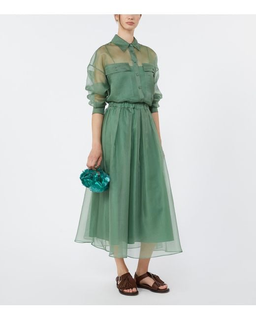 Weekend by Maxmara Green Silk Organza Shirt