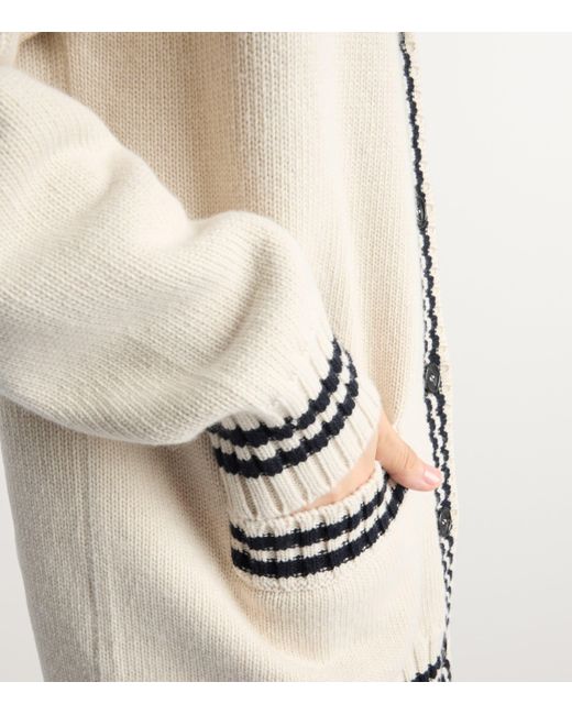 Prada White Wool-Cashmere Varsity Cardigan