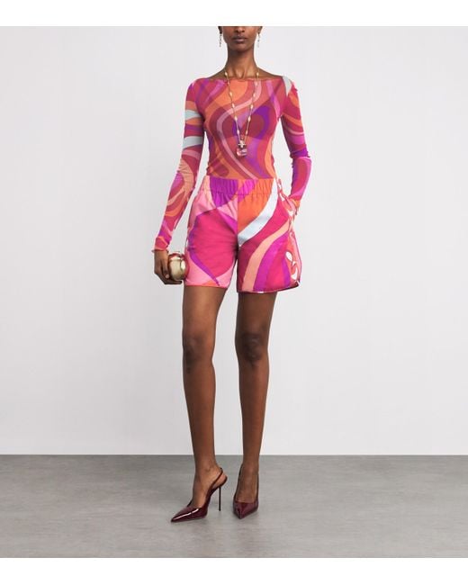 Emilio Pucci Pink Mesh Printed Top