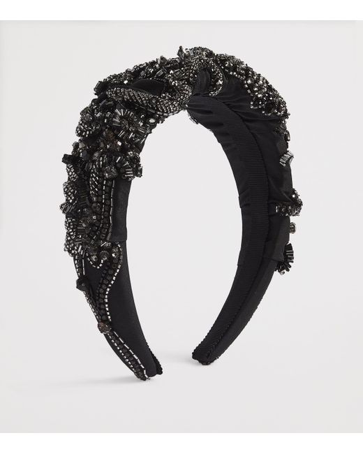 Jennifer Behr Black Beaded Scarlette Headband