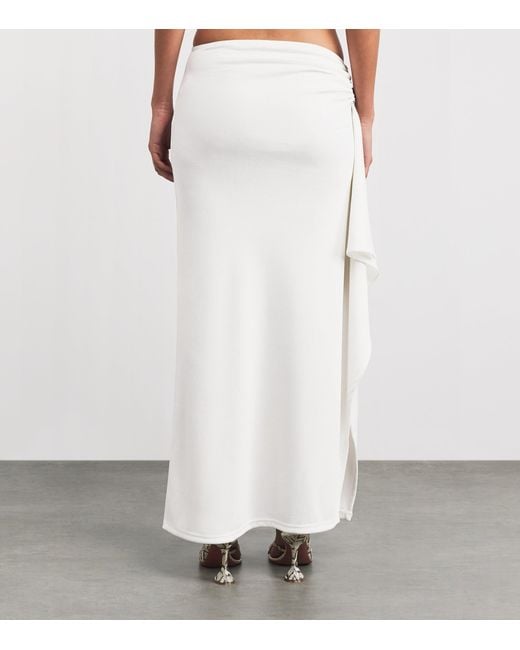 Christopher Esber White Ribbed Crystal Maxi Skirt