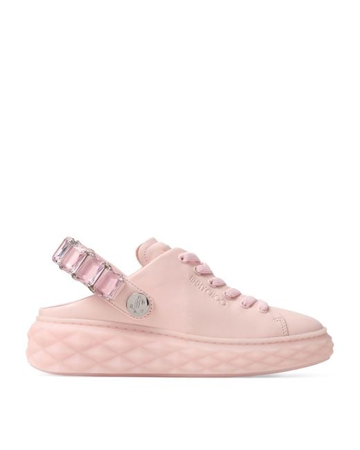 Jimmy Choo Pink Diamond Maxi Leather Slingback Sneakers