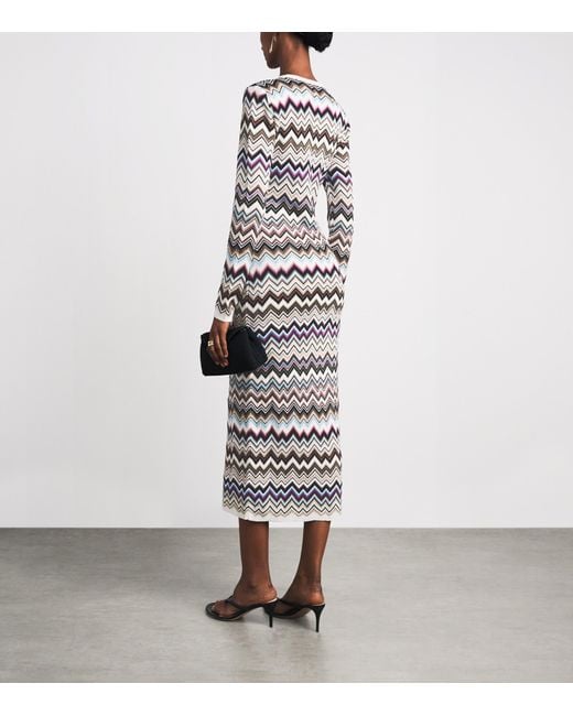 Missoni White Chevron Knit Midi Dress