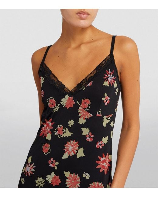 MAX&Co. Black Floral Print Slip Maxi Dress