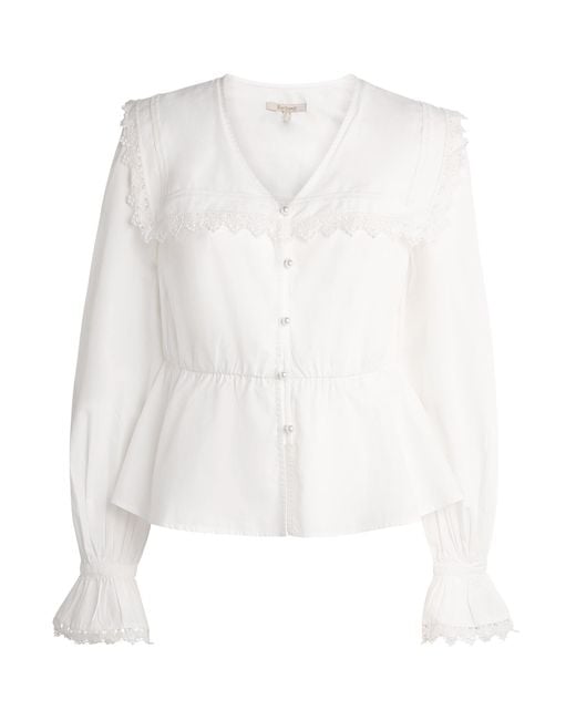 Barbour White Cotton Tisbury Blouse