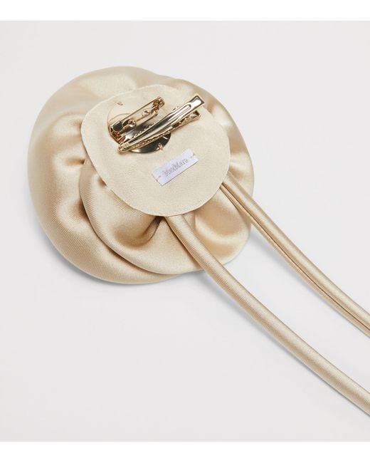 Max Mara Metallic Satin Flower Brooch