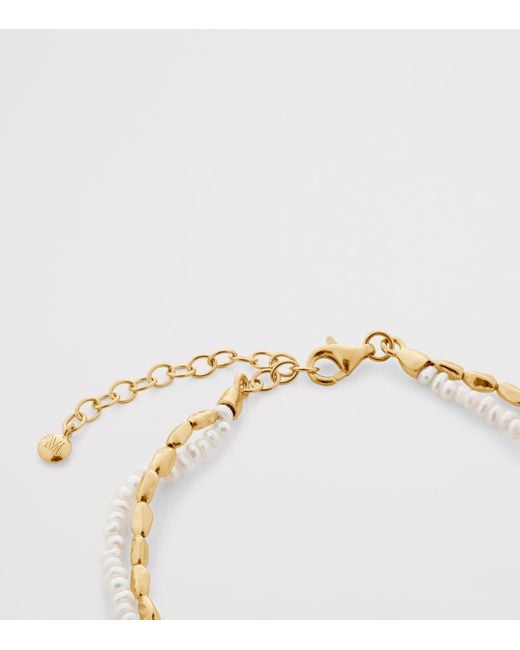 Monica Vinader Metallic Vermeil And Pearl Mini Nugget Beaded Bracelet