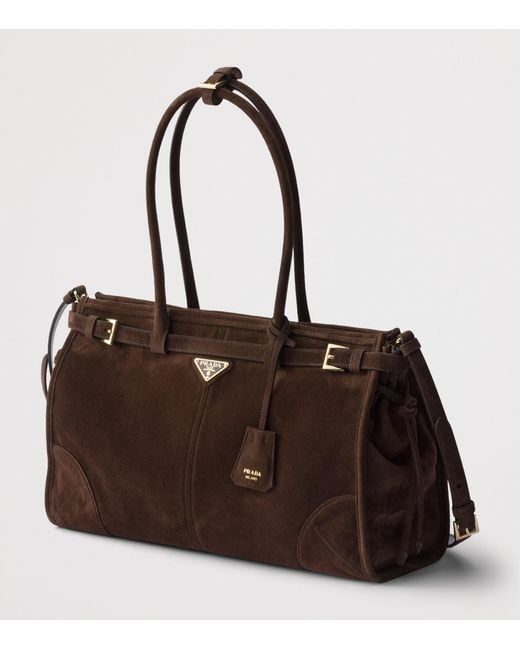 Prada Black Large Suede Bonnie Shoulder Bag