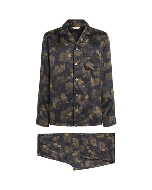Derek Rose Gray Silk Brindisi Pyjama Set for men