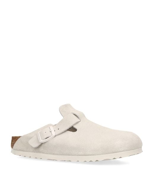 Birkenstock White Suede Boston Sandals