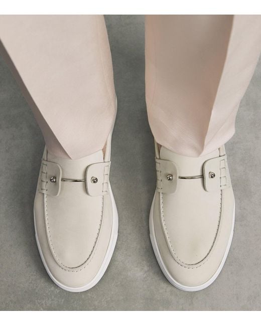 Christian Louboutin White Chambeliboat Leather Boat Shoes