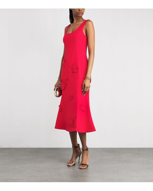 LEO LIN Red Appliqué Emily Midi Dress