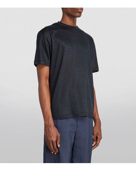 Giorgio Armani Black Linen T-shirt for men