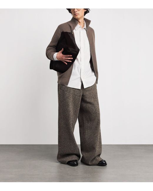 John Smedley Brown Wool-Cashmere Mallam Zip-Up Cardigan for men