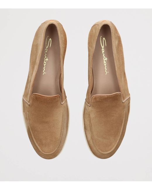 Santoni Natural Suede Loafers