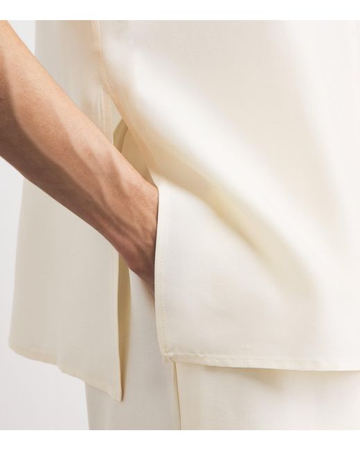 LeKasha White Silk Sleeveless Abydos Shirt