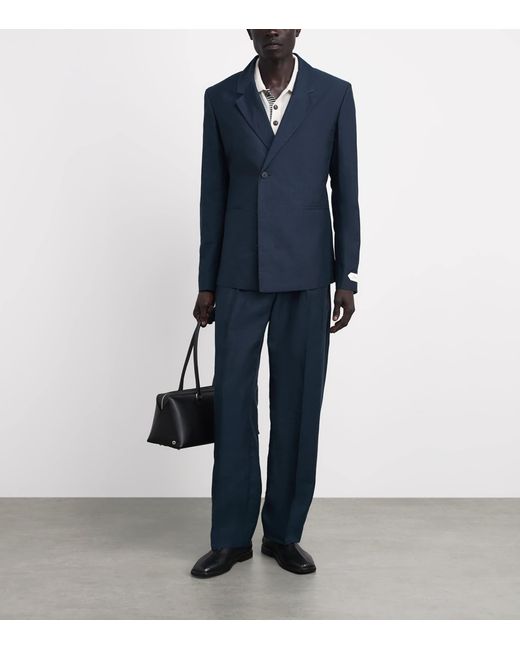 Jacquemus Blue Linen-Blend Melo Blazer for men