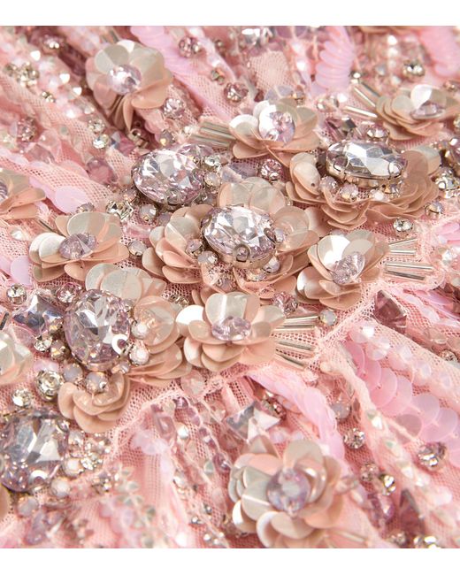 Jenny Packham Pink Exclusive Embellished Cape-detail Gown