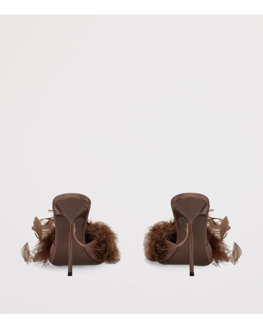 Paris Texas Brown Feather Lidia Mules 105