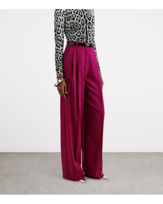 Dolce & Gabbana Red Stretch-Wool Wide-Leg Trousers