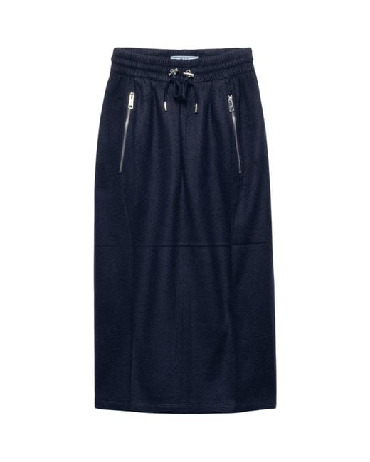 Prada Blue Wool-Cashmere Midi Skirt