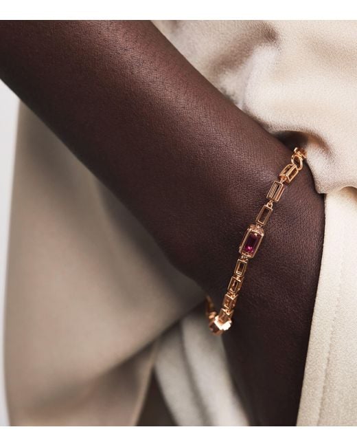 Suzanne Kalan Metallic And Ruby Large Block Chain Bracelet
