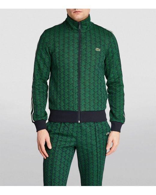 Lacoste Green Monogram Zip-up Jacket for men
