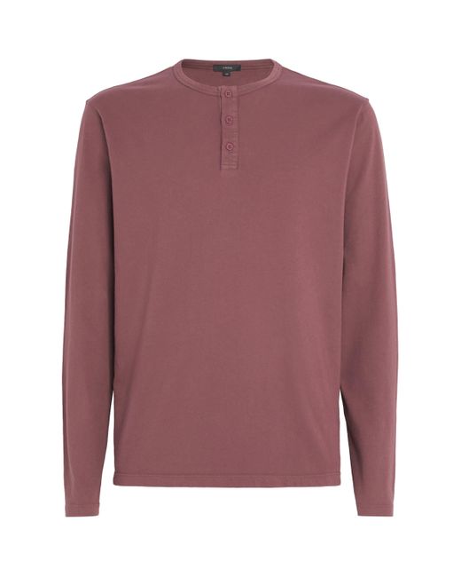Vince Purple Cotton Henley Top for men