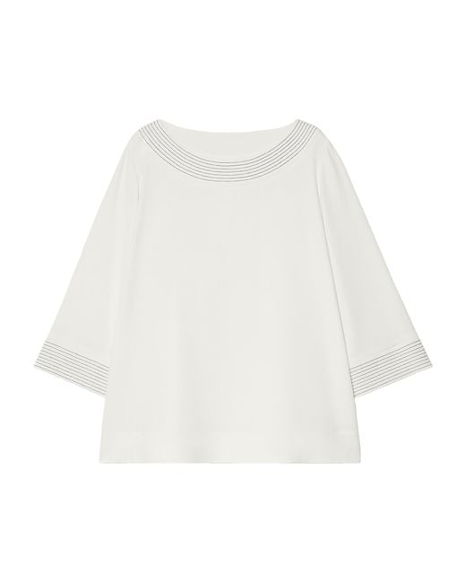 Marina Rinaldi White Scoop-Neck Blouse