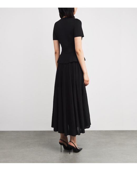 Sandro Black Knitted Peplum Maxi Dress
