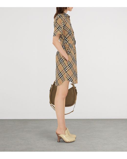 Burberry Natural Cotton Check Mini Shirt Dress