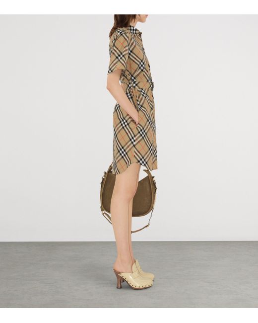 Burberry Natural Cotton Check Mini Shirt Dress