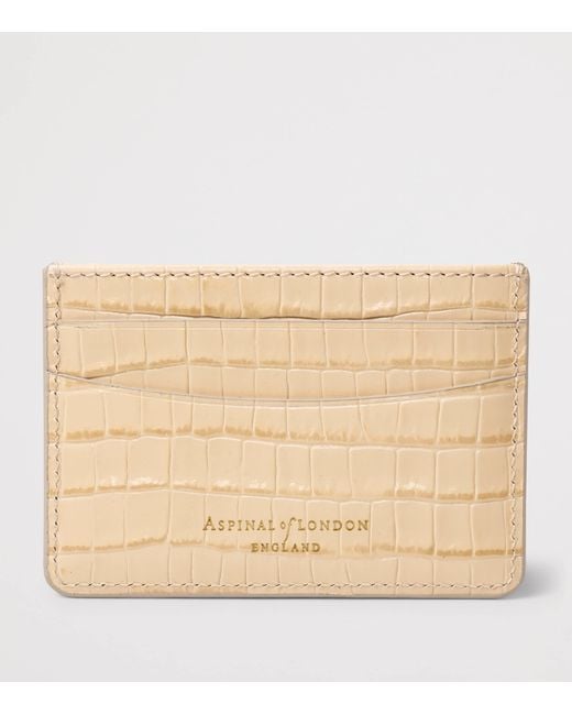 Aspinal Natural Leather Croc-Embossed Slim Card Holder