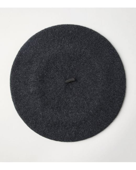 Brunello Cucinelli Black Wool Beret