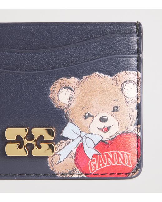 Ganni Blue Recycled Leather Bou Card Holder