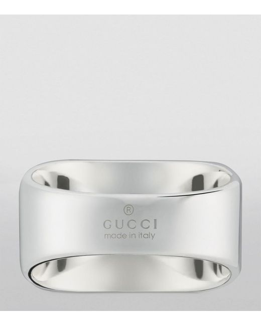 Gucci Gray Sterling Silver Diagonal Interlocking G Ring for men