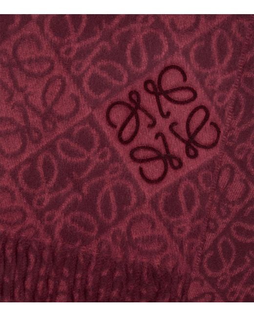 Loewe Purple Wool-Cashmere Anagram Scarf