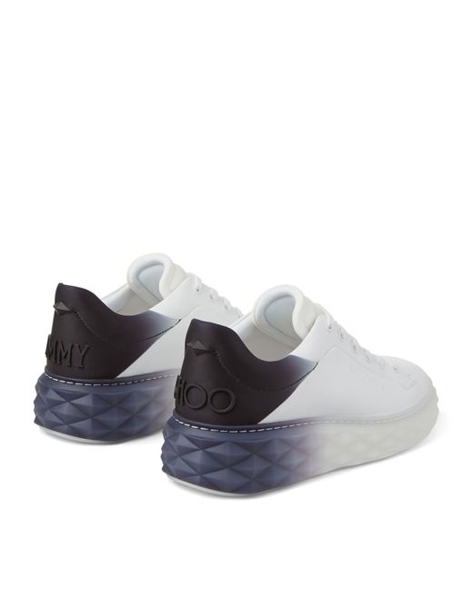 Jimmy Choo White V/ Mix Diamond Maxi Logo-Embossed Leather And Woven Low-Top Trainers