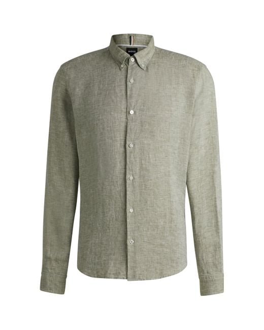Boss Green Linen Shirt for men