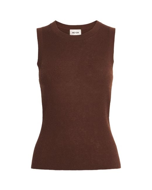ME+EM Brown Merino Wool-Cashmere Barely There Sweater Vest