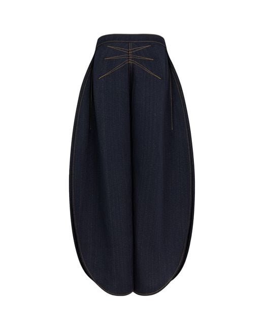 Alaïa Blue Wool Side-Split Petal Jeans