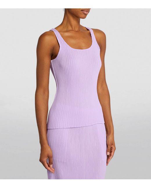 Issey Miyake Purple Hatching Pleats Tank Top