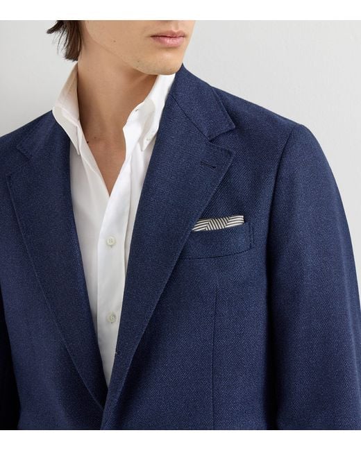 Brunello Cucinelli Black Silk Chevron Pocket Square for men