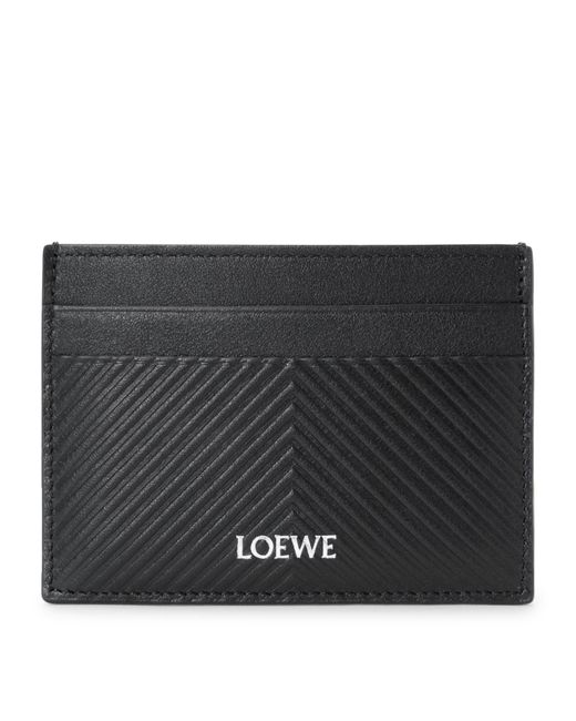 Loewe Black Leather Chevron Card Holder for men