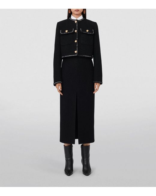 Alexander McQueen Black Tweed Cropped Jacket